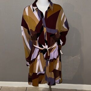 Nine West Multicolor Long Sleeve Dress